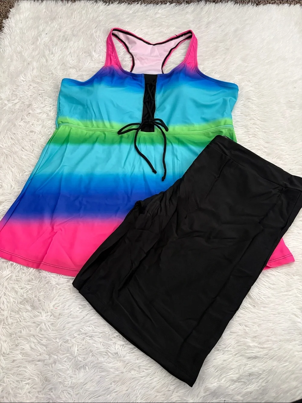 NEW American Trends Multi Color Tankini Swim Set Size 4XL